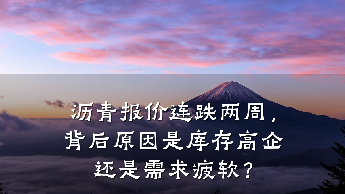 沥青报价连跌两周，背后原因是库存高企还是需求疲软？