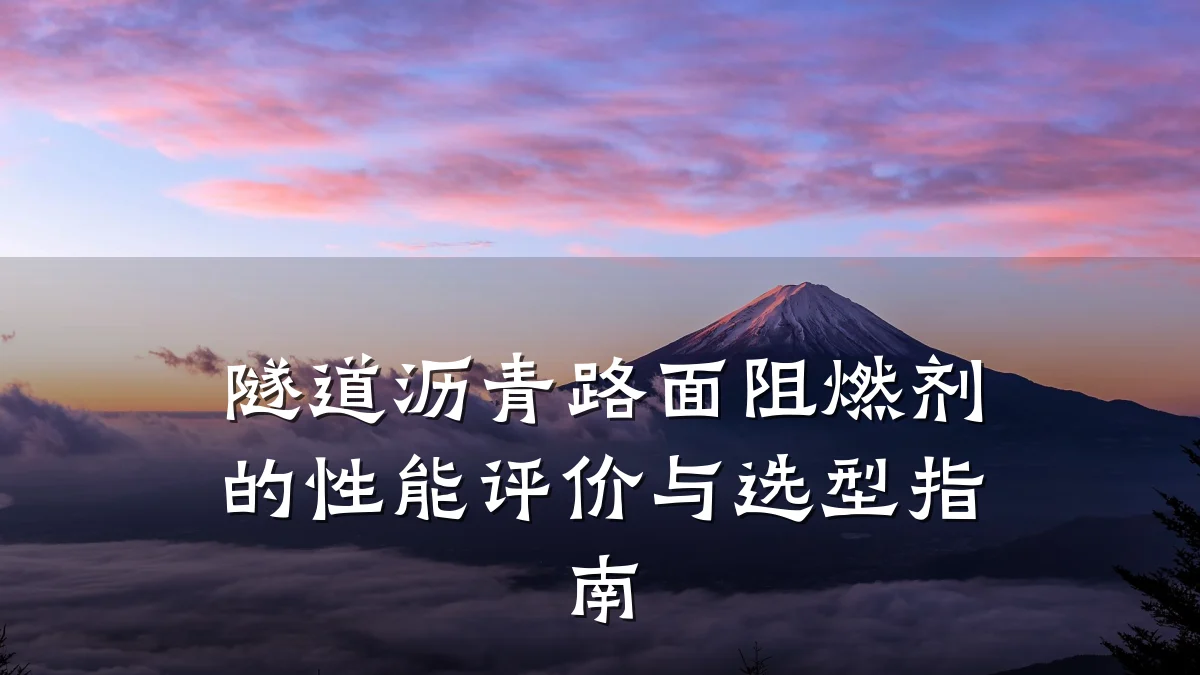 隧道沥青路面阻燃剂的性能评价与选型指南