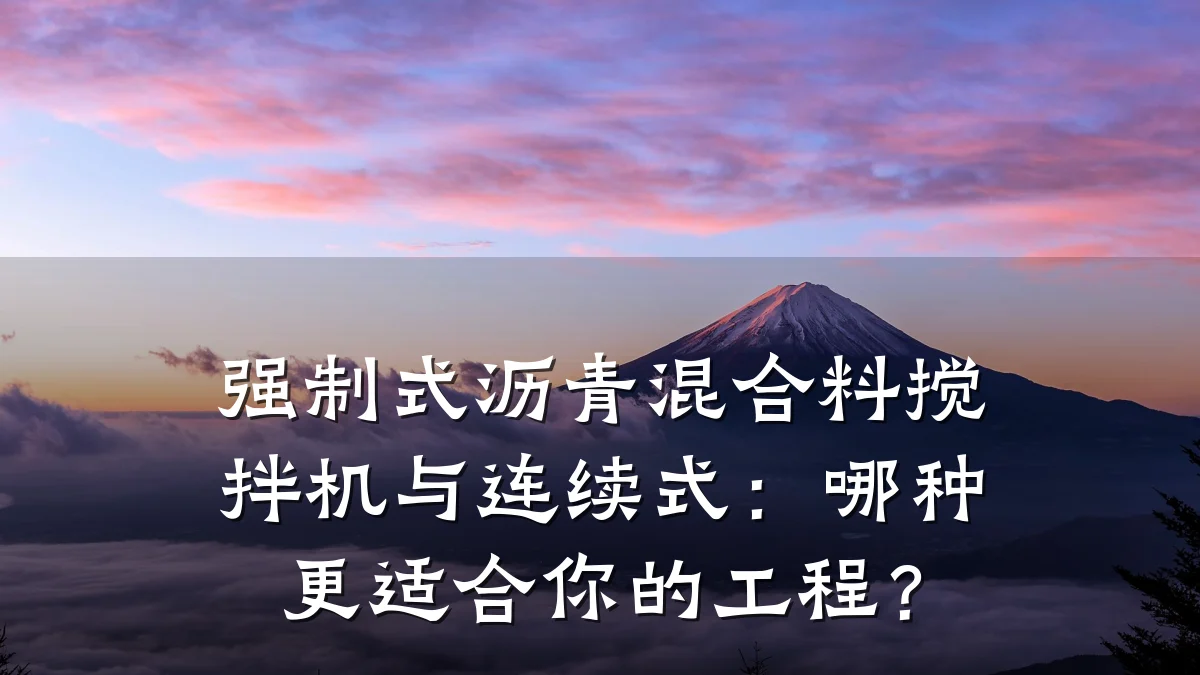 强制式沥青混合料搅拌机与连续式：哪种更适合你的工程？