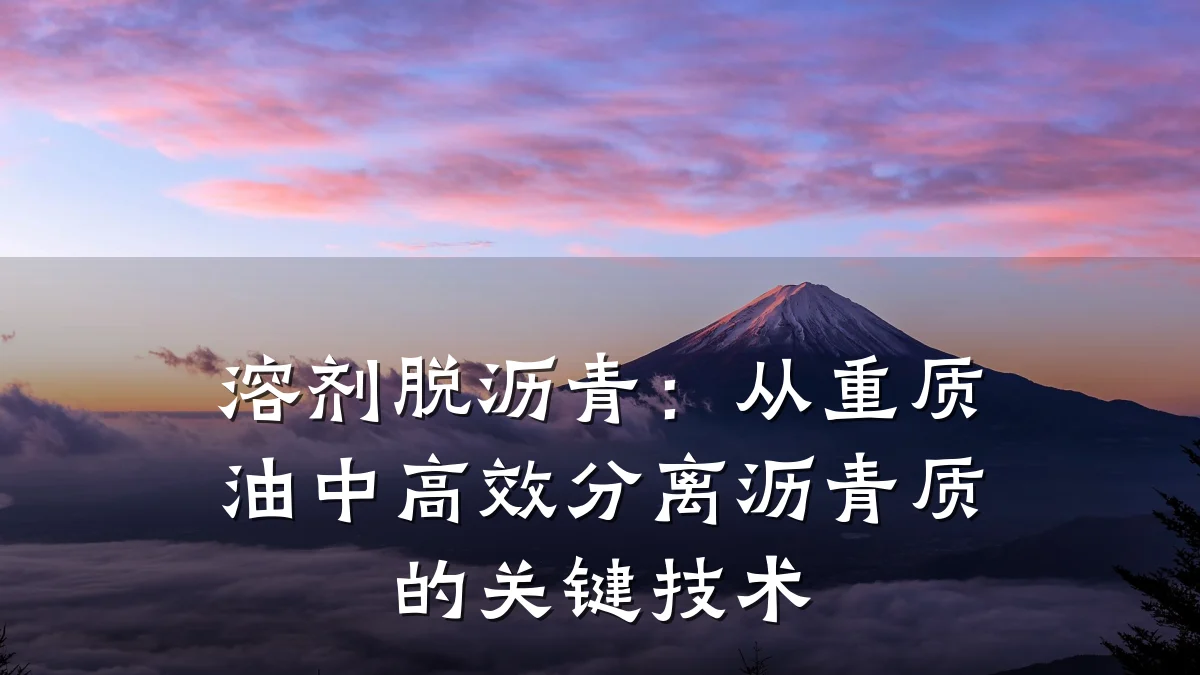 溶剂脱沥青：从重质油中高效分离沥青质的关键技术