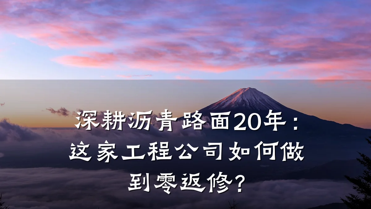 深耕沥青路面20年:这家工程公司如何做到零返修?