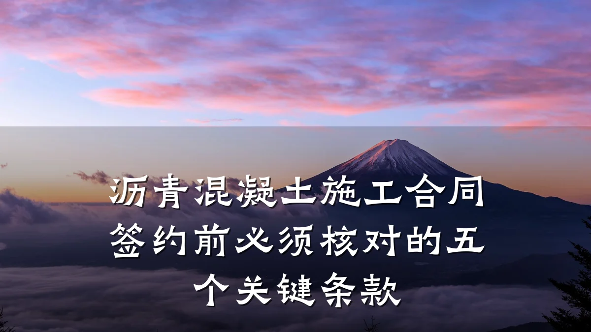 沥青混凝土施工合同签约前必须核对的五个关键条款