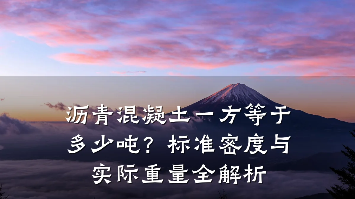 沥青混凝土一方等于多少吨？标准密度与实际重量全解析