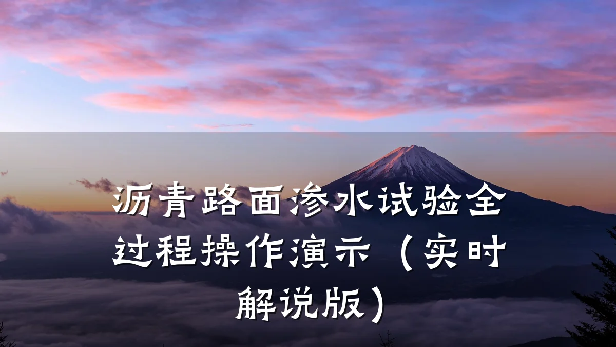 沥青路面渗水试验全过程操作演示(实时解说版)