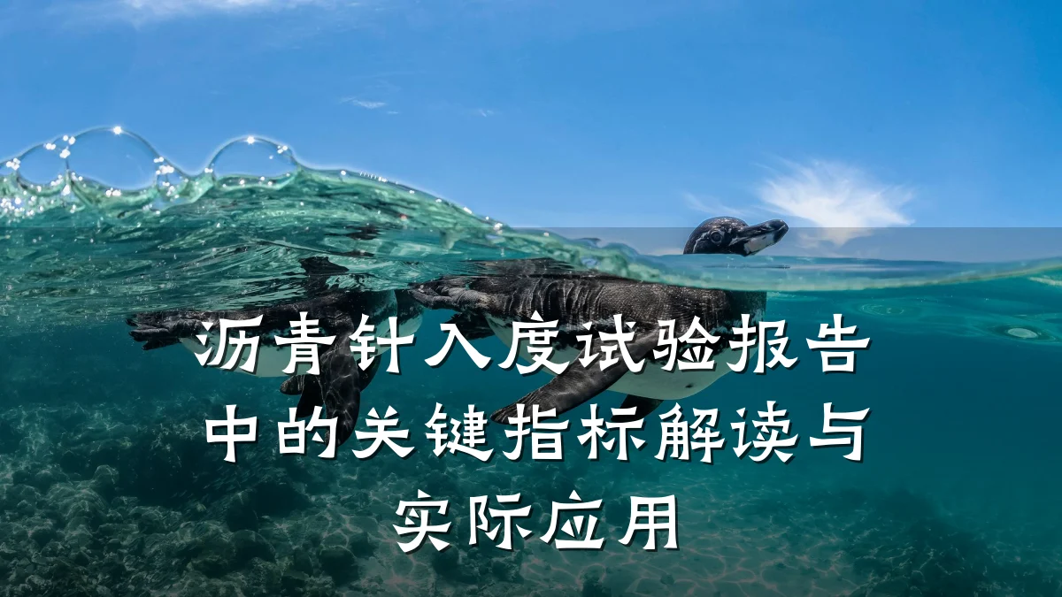 沥青针入度试验报告中的关键指标解读与实际应用