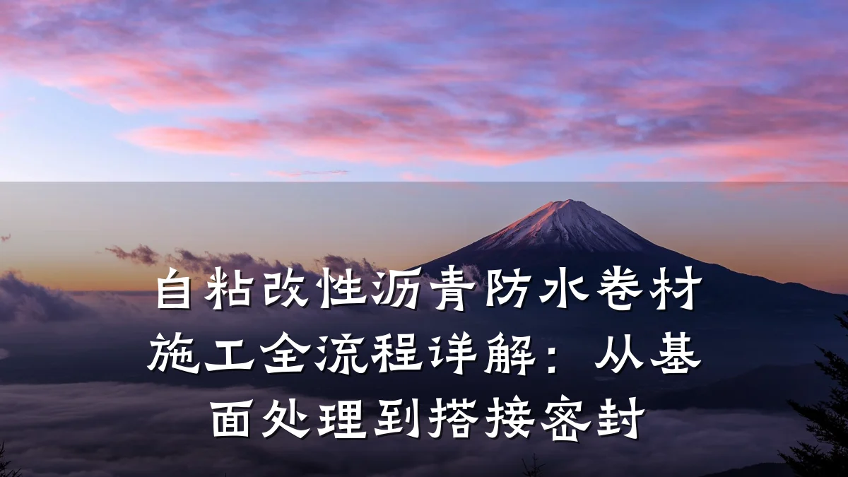 自粘改性沥青防水卷材施工全流程详解:从基面处理到搭接密封